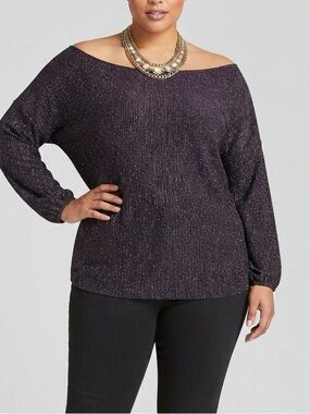 ADDITION ELLE Glitter Blouse Crew Neck Holiday Wear Plus size 4X